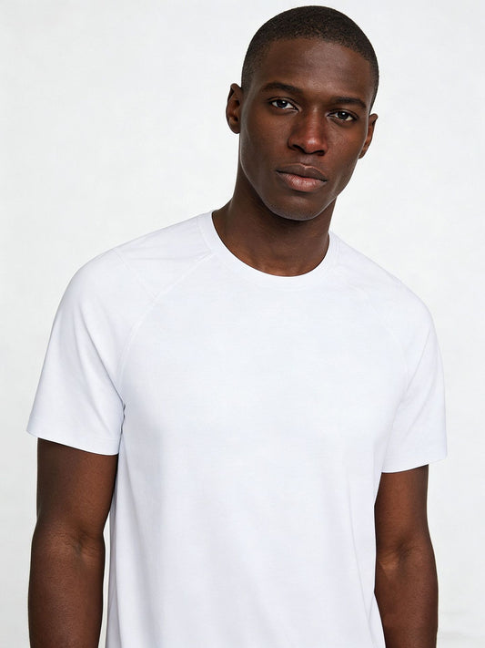 White crew-neck cooling T-shirt with short sleeves