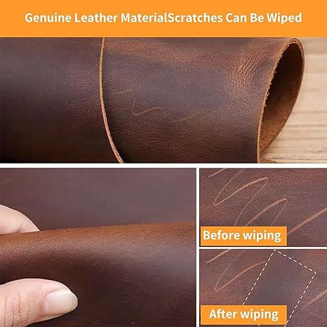 Brown genuine leather tool waist pouch, open top edge and stitched interior