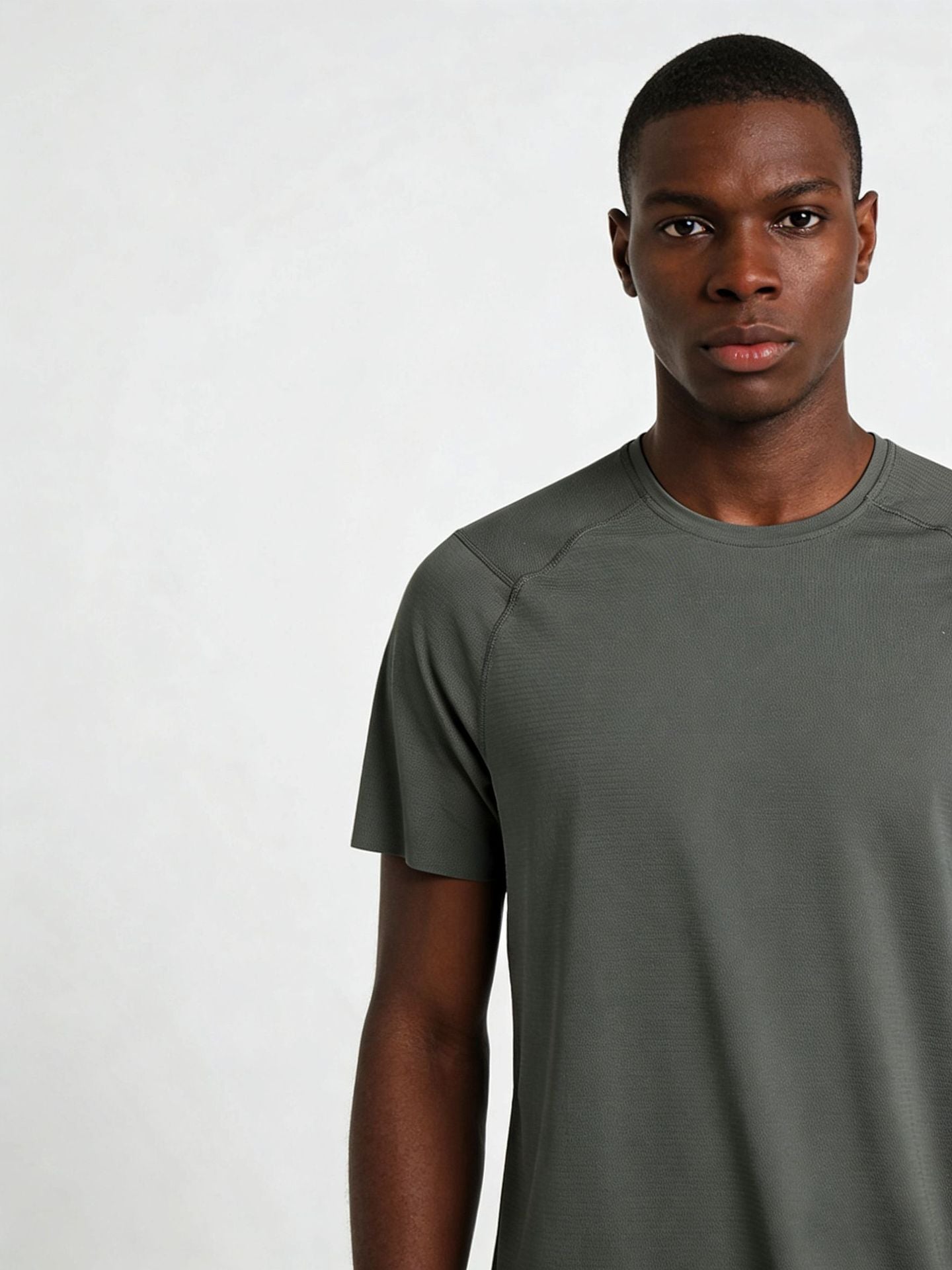Dark green crew-neck cooling T-shirt with short sleeves