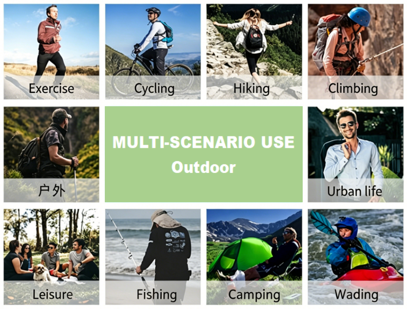 Unisex hooded sun protection jacket shown in multiple outdoor and urban activity scenes