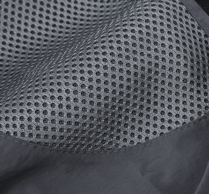 Mesh-lined outdoor sun hat crown with ventilated eyelet panel and wide brim