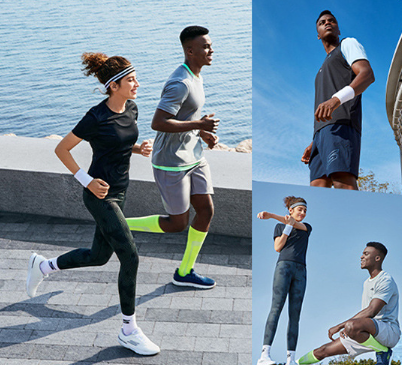 Cooling T-shirt worn by runners, dark and light tops