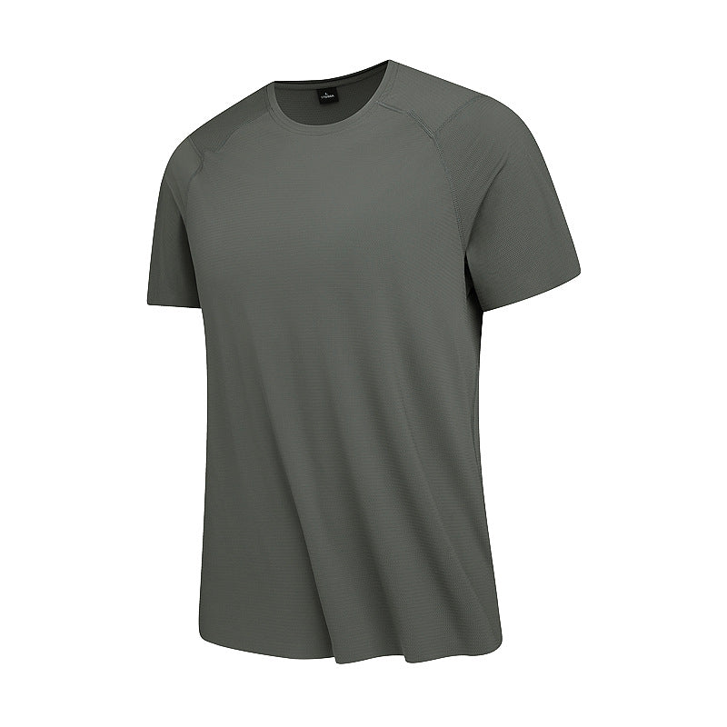 Gray-green crew-neck cooling T-shirt, front view