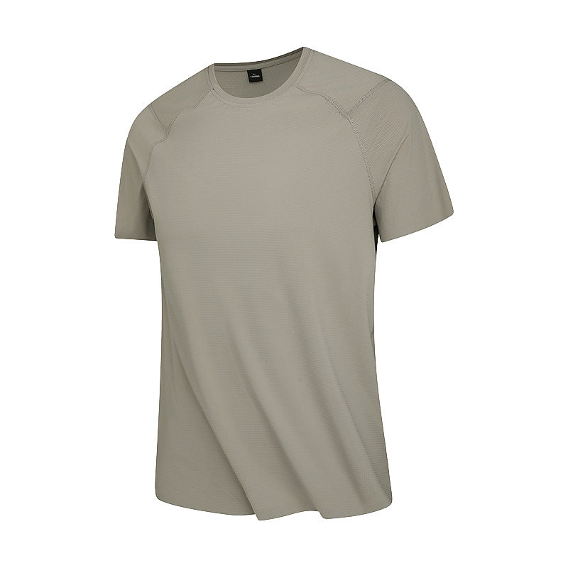 Beige crew-neck cooling T-shirt, front view