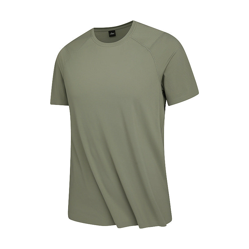 Sage green crew-neck cooling T-shirt, front view